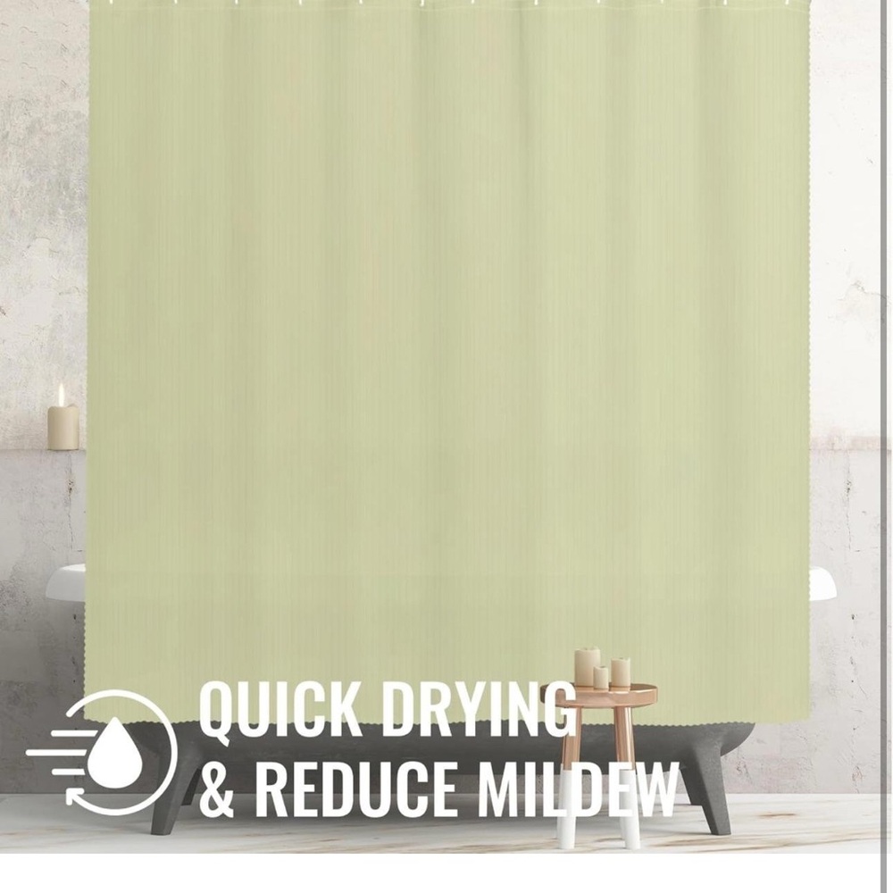 Funnytree 72x 72 Green Shower Curtain Textured Cloth Bath Curtain for Bathroom